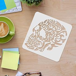プラスチック再利用可能な描画絵画ステンシル テンプレート  スクラップブック紙、壁、布、床、家具、木材にペイントするため  正方形  スカル模様  300x300mm&nbsp;DIY-WH0172-182