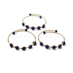 Natural Lapis Lazuli Wrapped Cuff Bangle&nbsp;BJEW-A122-07B
