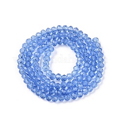 ガラスビーズ連売り  多面カット  ロンデル  ライトスカイブルー  3.5~3.8x3mm  穴：0.8~1mm  約105~110個/連  29~31cm&nbsp;EGLA-A044-T3mm-D14