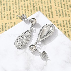 304ステンレススチールティアドロップダングルスタッドピアス（女性用）  ステンレス鋼色  33.5x10mm&nbsp;EJEW-A119-16P