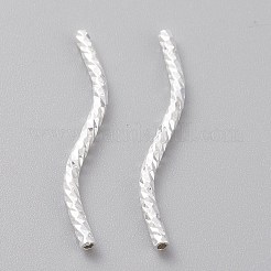 真鍮製チューブビーズ  長持ちメッキ  カーブビーズ  925銀メッキ  25x1.5mm  穴：0.8mm&nbsp;KK-Y003-84C-S