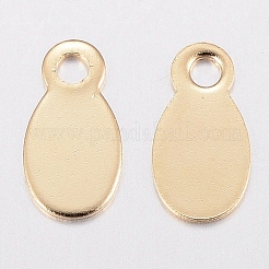 ステンレススチールチャーム201個  空白タグのスタンプ  オーバル  24KGP本金メッキ  10.5x5.5x0.5mm  穴：1.5mm&nbsp;STAS-H436-52