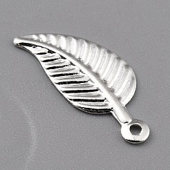 真鍮チャーム  葉  925銀メッキ  14x6x0.5mm  穴：0.9mm&nbsp;LS-KK-O131-16S