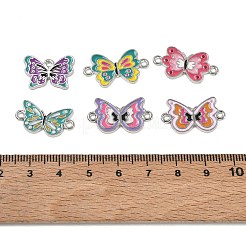 合金エナメルコネクタチャーム  バタフライリンク  ミックスカラー  13.5x24x1.5mm  穴：1.6mm  約10個/セット&nbsp;AL-CBA0DA2-03P