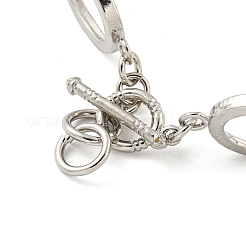 ラックメッキ真鍮オーバルリンクブレスレット作成トレイ付き  プラチナ  7-7/8インチ（20cm）  トレイ：20x15.5mm&nbsp;BJEW-A010-02P