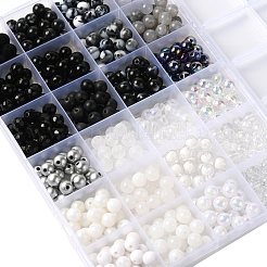 DIY ビーズ ストレッチ ブレスレット メイキング キット  アクリルラウンドビーズを含む  伸縮性のある糸  ブラック  ビーズ：7~8mm  穴：1~2mm  598個/セット&nbsp;DIY-YW0006-23