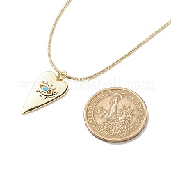 5Pcs 5 Color Cubic Zirconia Heart with Evil Eye Pendant Necklaces Set with Round Snake Chains&nbsp;NJEW-JN04086