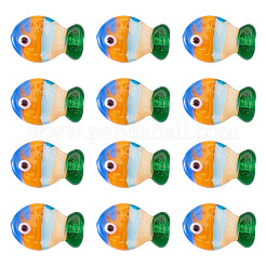 12個の手作りランプワークビーズ  魚  ブルー  20~21x12~13x7.5~9.5mm  穴：1.5~1.6x1.5~2.5mm&nbsp;LAMP-TA0001-74A