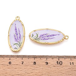 Printed Style 304 Stainless Steel Oval with Flower Pattern Pendants&nbsp;STAS-T071-27E-G