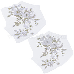 2Pcs 3D Flower Beading Polyster Embroidery Ornaments Accessories&nbsp;DIY-CY0003-64A