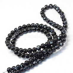 ベーキングラウンドプリントガラスビーズ連売り  ブラック  8.5~9mm  穴：1.5mm  約100~105個/連  31.8インチ&nbsp;DGLA-Q019-8mm-73