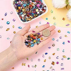 ラインストーンにアクリル縫い  2穴リンク  多面カット  マスクと衣装のアクセサリー  混合図形  ミックスカラー  8~12x6~11x2~3mm  穴：0.6~0.9mm  200個/袋  3bags&nbsp;DIY-SC0032-50B