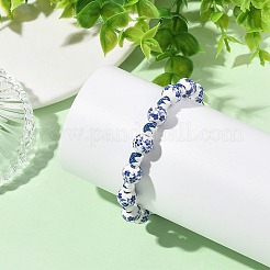Handmade Flower Printed Porcelain Ceramic Braided Beaded Bracelets for Women&nbsp;BJEW-JB14194