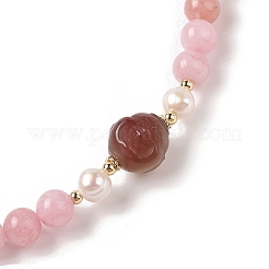 Natural Agate & Pearl &  Natural Rose Quartz Beaded Necklaces&nbsp;NJEW-L119-08G