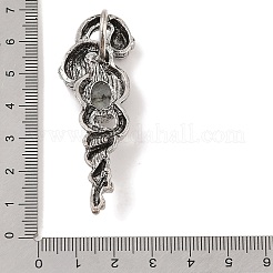 天然石ラブラドライトペンダント  合金パーツ  アンティークシルバー  61.5x20x8mm  穴：9.5x7mm&nbsp;G-A224-03AS-12