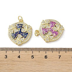 Brass Micro Pave Clear Cubic Zirconia Pendants&nbsp;KK-C045-28G
