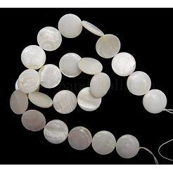 天然淡水シェルビーズ  フラットラウンド  ホワイト  サイズ：直径25mm  厚さ3.2mm  穴：1mm&nbsp;X-S00C20A2