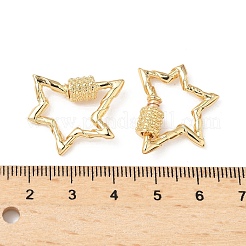 真鍮製ネジカラビナロックチャーム  カドミウムフリー＆ニッケルフリー＆鉛フリー  スター  18KGP本金メッキ  20x21.5~23.5x2.5mm&nbsp;KK-Z118-04G
