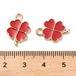合金エナメルチャーム  ライトゴールド  クローバーチャーム  レッド  18x13x1.5mm  穴：2.3mm&nbsp;ENAM-B062-02KCG-01