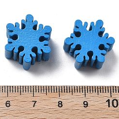 ウッドビーズ  スノーフレーク  ドジャーブルー  19.5x10.5mm  穴：2mm&nbsp;WOOD-G023-22D