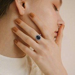 1Pc Adjustable 925 Sterling Silver Rhinestone Ring Components&nbsp;FIND-BC0041-69