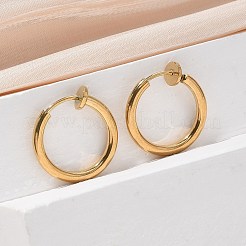 イオンプレーティング(IP) 304 ステンレススチール クリップオンイヤリング  穴開けないイヤリング  18KGP本金メッキ  16x2mm&nbsp;EJEW-M218-03B-G