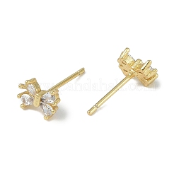 Rack Plating Brass With Cubic Zirconia Stud Earrings&nbsp;EJEW-U006-02G