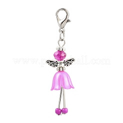 6Pcs Alloy & Glass Angel Pendant Decoratons&nbsp;HJEW-JM04208-02