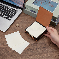 PUレザーとプラスチックのメモパッドホルダー  メモ収納ボックス  メモ160枚付き  オフィス＆スクール用品  正方形  ココナッツブラウン  102x106x28mm&nbsp;AJEW-CL0003-61B