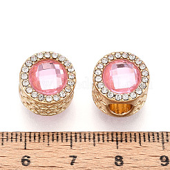 メッキ合金ラインストーン欧州ビーズラック  フラットラウンド  アクリルと  鉛フリー＆ニッケルフリー＆カドミウムフリー  ライトゴールド  12x12mm  穴：5mm&nbsp;FIND-N011-04KCG