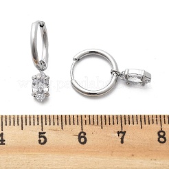 304ステンレススチールマイクロパヴェキュービックジルコニアフープピアス  馬の目  ステンレス鋼色  22mm  ピン：0.8mm&nbsp;STAS-R004-04P-02