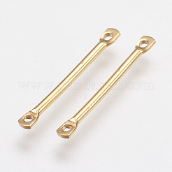真鍮製リンクコネクター  長持ちメッキ  バー  18KGP本金メッキ  22x2x1mm  穴：1mm&nbsp;X-KK-F739-10G