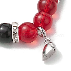 2Pcs 10mm Round Blue Cat Eye & Red Glass & Black Glass Beaded Stretch Bracelet Sets for Lover&nbsp;BJEW-JB10325-04