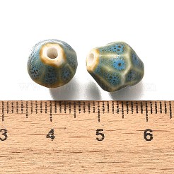 ヴィンテージスタイルの釉薬をかけた陶磁器ビーズ  多面カット双円錐形  士官候補生ブルー  11.5x10mm  穴：2mm&nbsp;PORC-H013-01-07