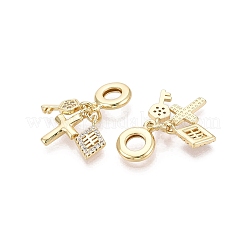 Brass Micro Pave Clear Cubic Zirconia European Dangle Charms&nbsp;KK-N287-33D-G