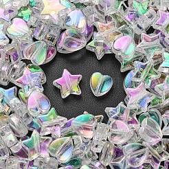 30 個 2 スタイルの環境に優しい透明なアクリル ビーズ  ハート/スター  染め  ABカラー  クリアAB  8x8x3mm  穴：1.5mm&nbsp;TACR-YW0001-71