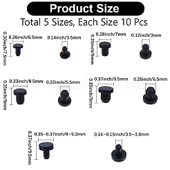 50個 5スタイル シリコンボトルシールプラグ  ブラック  7~9.5x6.5~9.5mm  10個/スタイル&nbsp;FIND-GF0008-88