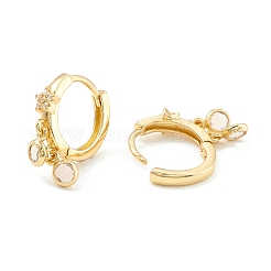 Star Cubic Zirconia Hoop Earrings with Flat Round Drop&nbsp;EJEW-P196-19G