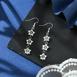 透明アクリルの星型ダングルイヤリング  CCBプラスチックビーズフレームと304ステンレススチールピアスフック付き  ステンレス鋼色  52x10mm&nbsp;EJEW-JE06056