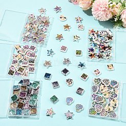 虹色の虹色プリント不透明アクリルビーズ30個  混合スタイル  スター  22x23.5x8mm  穴：2.5mm&nbsp;OACR-FS0002-58B-01