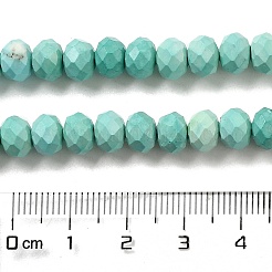 染色された天然のハウライトビーズ連売り  ファセットロンデル  ミディアムアクアマリン  7.5~8x5.5mm  穴：1mm  約72個/連  15.31インチ（38.9cm）&nbsp;G-G023-A01-01C