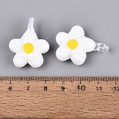 手作りランプワークペンダント  梅の花のチャーム  ホワイト  28~31x20~24x8~11mm  穴：1.8~4mm&nbsp;LAMP-Q039-21A
