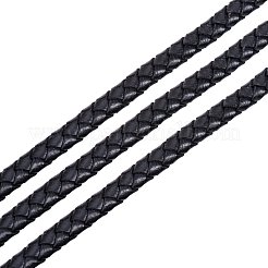 Black 6mm Round Folded Genuine Braided Leather Cords for Necklace Bracelet Jewelry Making&nbsp;WL-PH0001-01