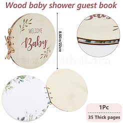 Round with Word Welcome Baby Wood Baby Shower Guest Book Alternatives for Boy or Girl&nbsp;DIY-WH20002-58A