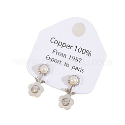 真鍮製マイクロパヴェキュービックジルコニアスタッドピアス  花  女性用イミテーションパール＆アクリルスタッドピアス  ホワイト  25mm&nbsp;WGB66C3-01