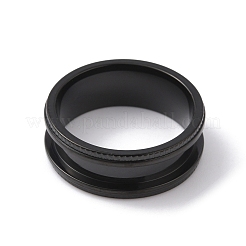 ステンレススチール製溝付き指輪 男性 女性用  電気泳動黒  内径：19mm&nbsp;RJEW-WH0004-30D-EB