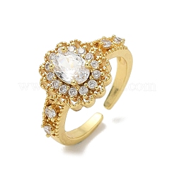Brass Micro Pave Cubic Zirconia Cuff Open Rings&nbsp;RJEW-C163-19G
