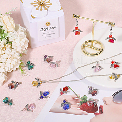 36Pcs 6 Colors Angel Glass Pendants&nbsp;PALLOY-CA00009
