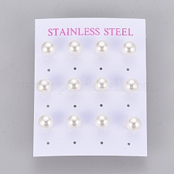 Plastic Imitation Pearl Stud Earrings&nbsp;STAS-D0001-03-G