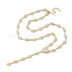 Brass Pave Clear Cubic Zirconia Y Necklaces&nbsp;NJEW-G183-06G-01